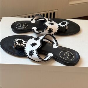 Jack Rogers Jelly Black and White Floral Sandals size 7